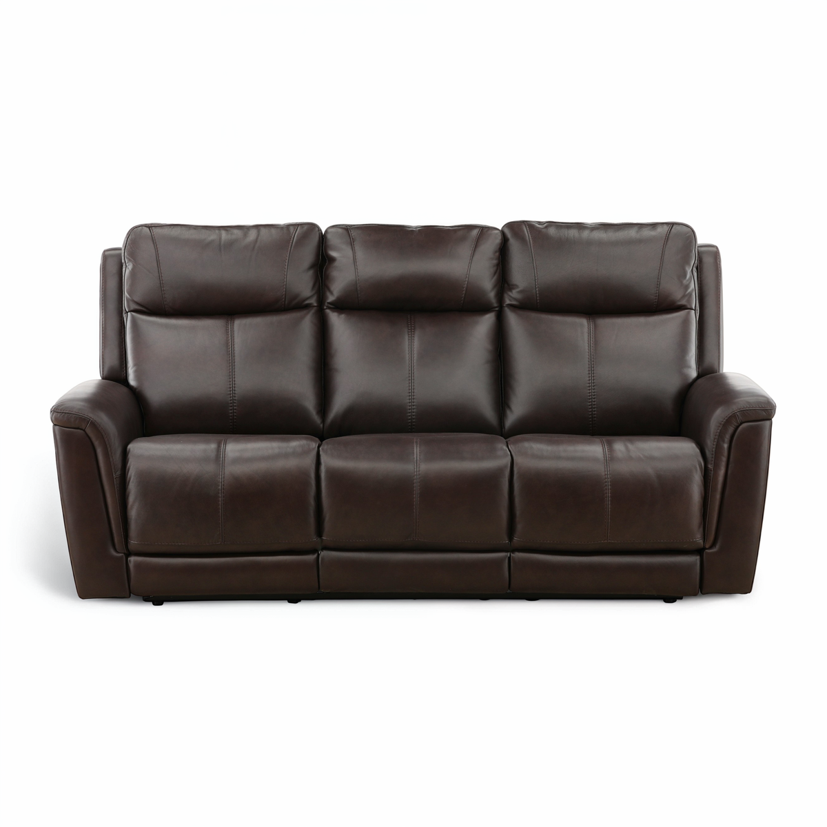 Flexsteel Trey Leather Power Reclining Sofa with Drop-Down Table Brown