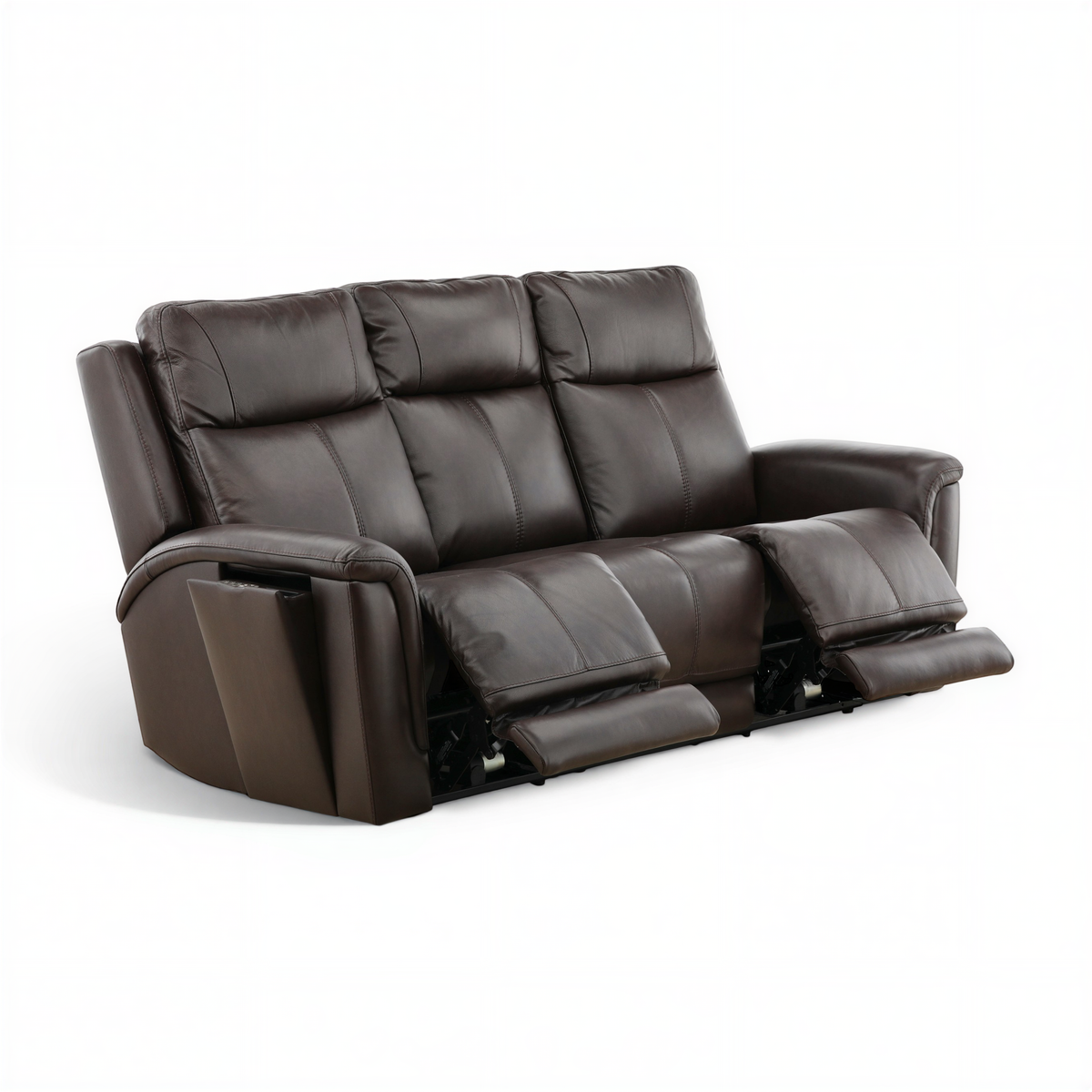 Flexsteel Trey Leather Power Reclining Sofa with Drop-Down Table