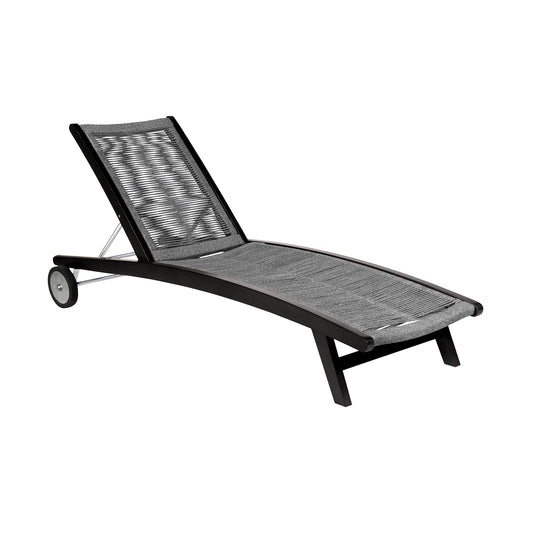 Chateau Outdoor Patio Adjustable Chaise Lounge Chair in Eucalyptus Wood and Gray Rope Gray - alternate view