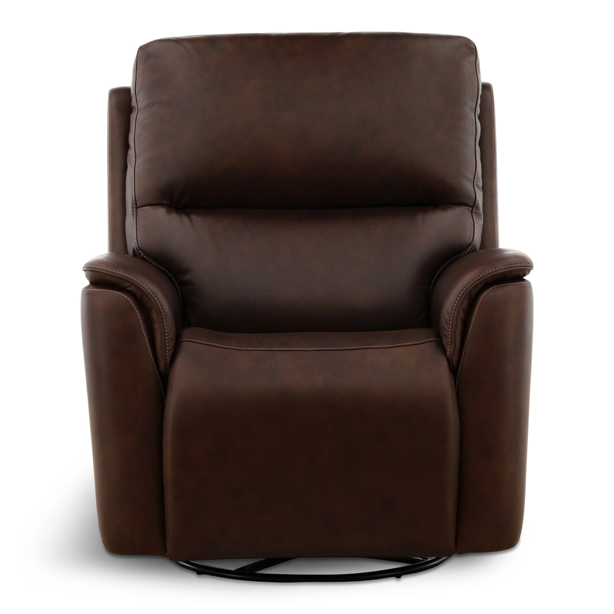 Flexsteel Karson Leather Power Swivel Glider Recliner Dark Brown