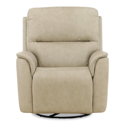 Flexsteel Karson Leather Power Swivel Glider Recliner Stone
