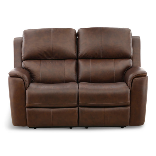 Flexsteel Karson Leather Power Reclining Loveseat Dark Brown