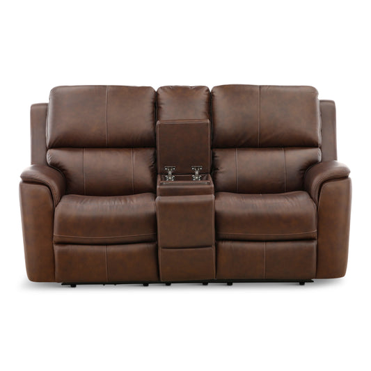 Flexsteel Karson Leather Power Reclining Console Loveseat - alternate view