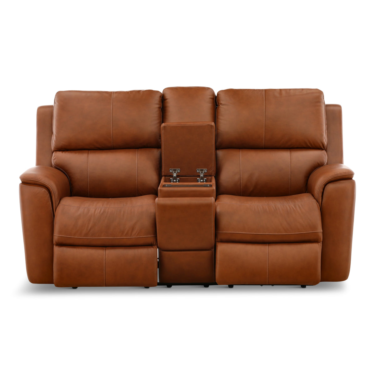 Flexsteel Karson Leather Power Reclining Console Loveseat
