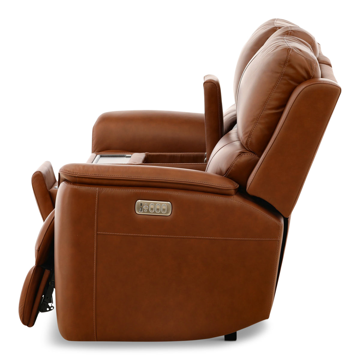 Flexsteel Karson Leather Power Reclining Console Loveseat