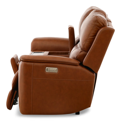 Flexsteel Karson Leather Power Reclining Console Loveseat