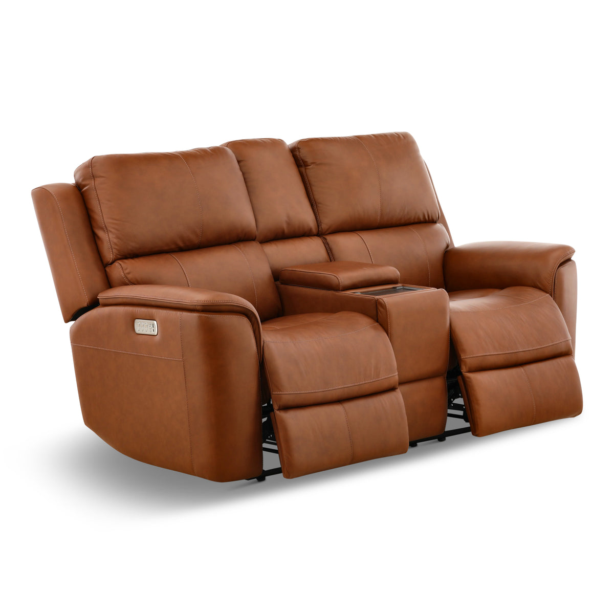Flexsteel Karson Leather Power Reclining Console Loveseat