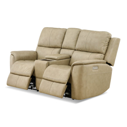 Flexsteel Karson Leather Power Reclining Console Loveseat