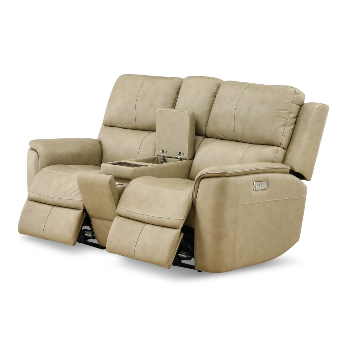 Flexsteel Karson Leather Power Reclining Console Loveseat