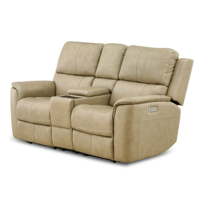 Flexsteel Karson Leather Power Reclining Console Loveseat