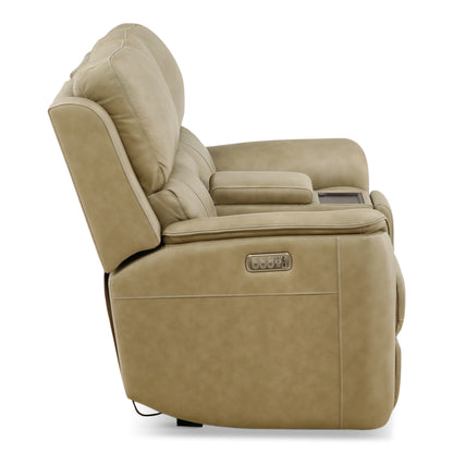 Flexsteel Karson Leather Power Reclining Console Loveseat
