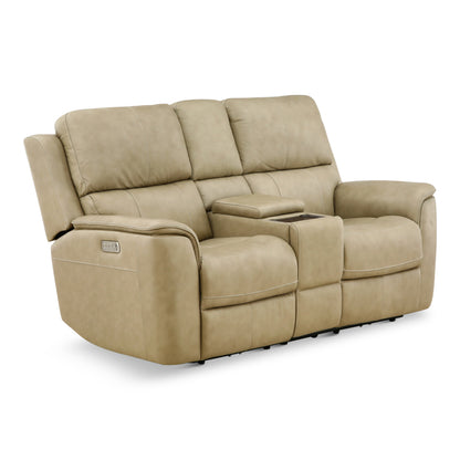 Flexsteel Karson Leather Power Reclining Console Loveseat