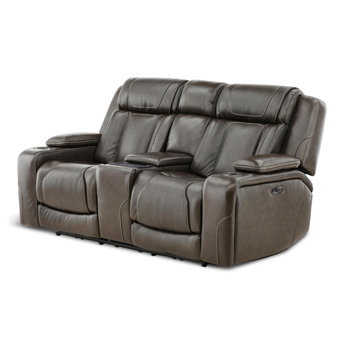 Denver Leather Power Console Loveseat