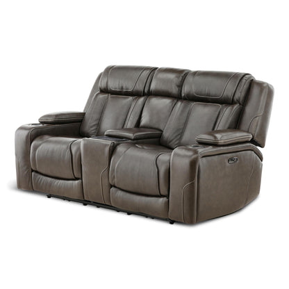 Denver Leather Power Console Loveseat