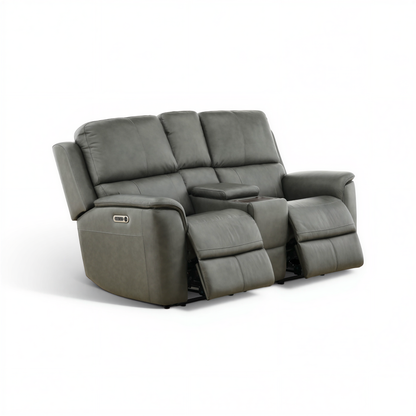 Flexsteel Grayson Leather Power Reclining Console Loveseat