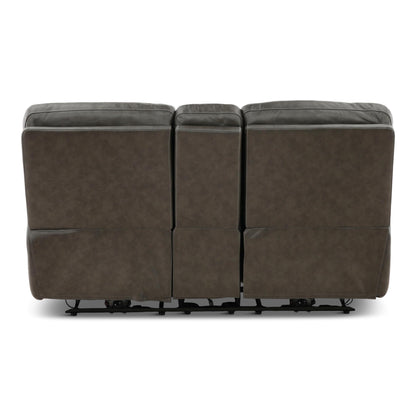 Flexsteel Walker Leather Power Reclining Console Loveseat