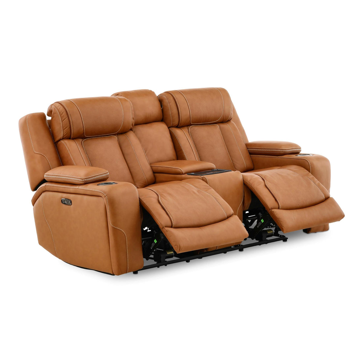 Denver Leather Power Console Loveseat