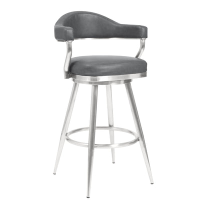 Justin 26" Counter Height Swivel Bar Stool Gray Silver