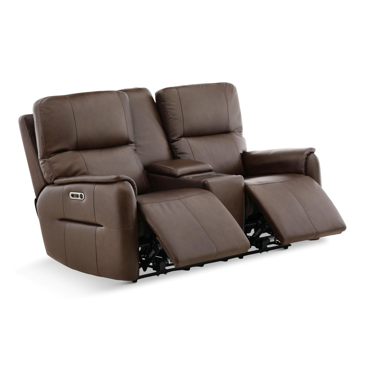 Flexsteel Walker Leather Power Reclining Console Loveseat