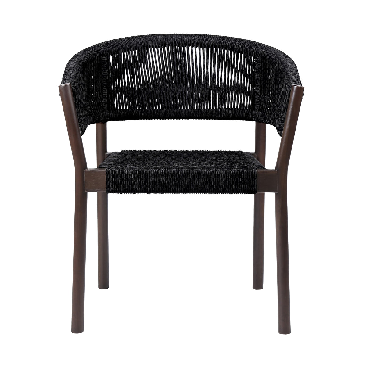 Doris Indoor Outdoor Dining Chair in Light Eucalyptus Wood with Charcoal Rope (Set of 2)