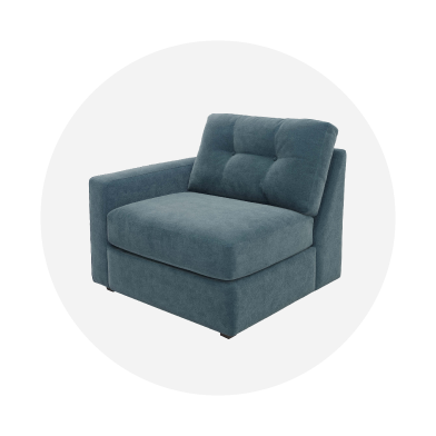 Blue armchair on a white background