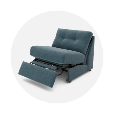 Blue recliner chair on a white background