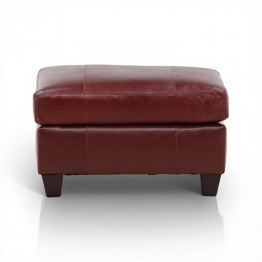 Marcellus Leather Ottoman Crimson