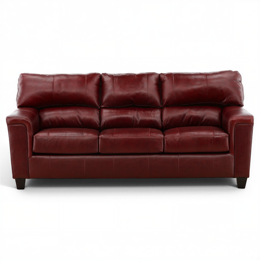 Marcellus Leather Sofa Crimson