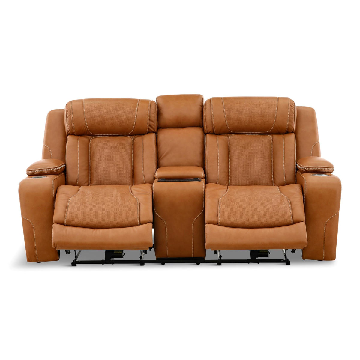 Denver Leather Power Console Loveseat