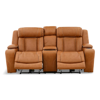 Denver Leather Power Console Loveseat