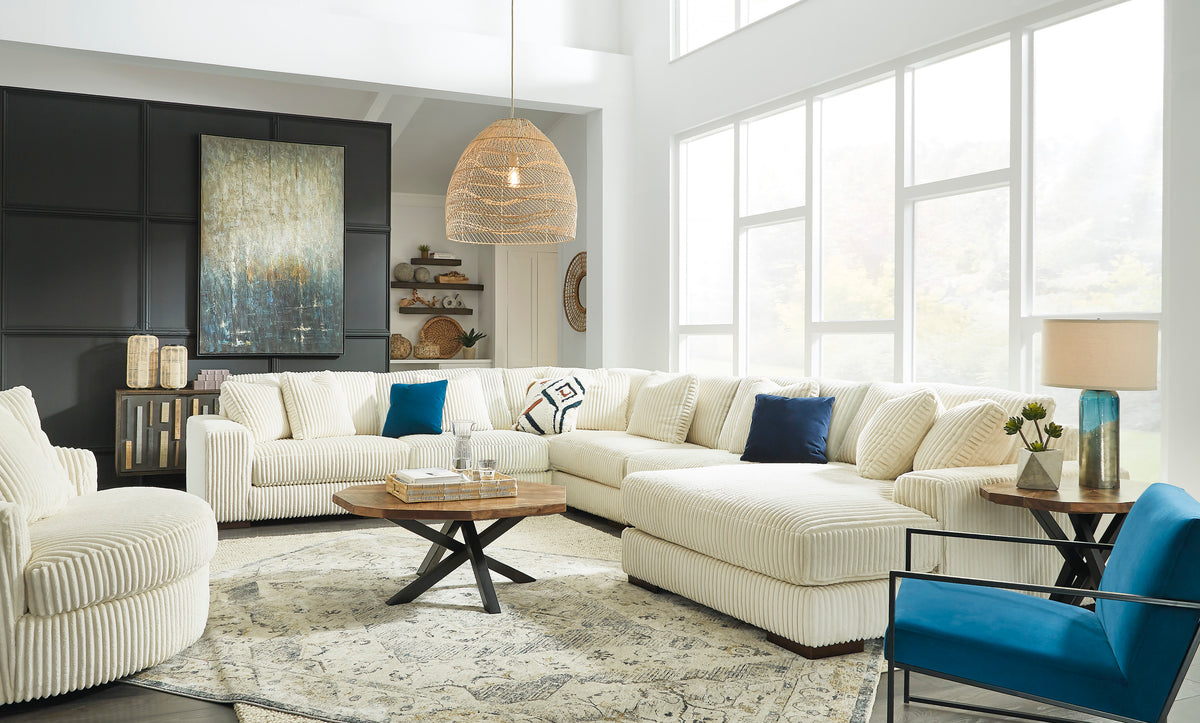 Lindyn Right-Facing 6-Piece Sectional with Chaise Ivory