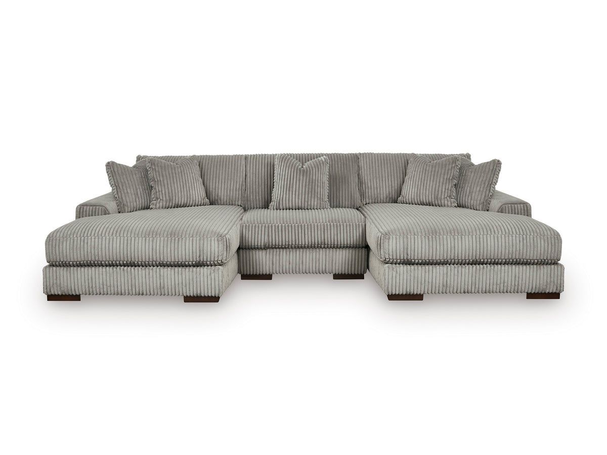 Lindyn 3-Piece Sectional with Double Chaise Fog