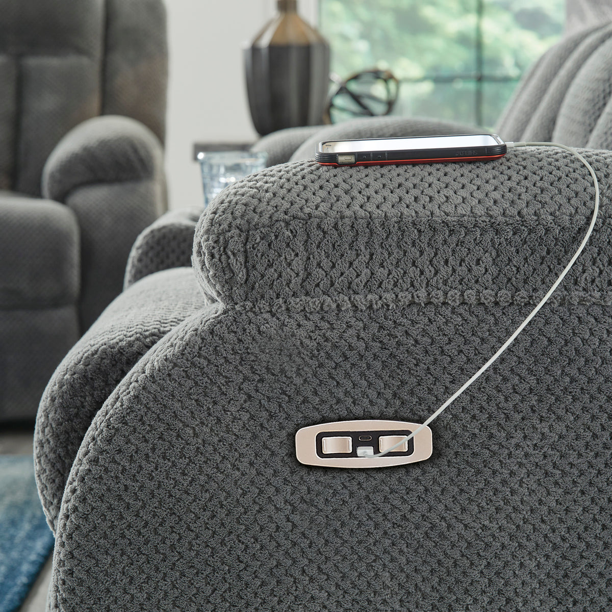 Greely Bend Power Reclining Sofa with Drop Down Table