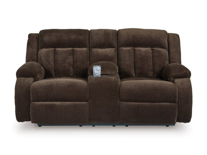Greely Bend Power Reclining Console Loveseat Chocolate