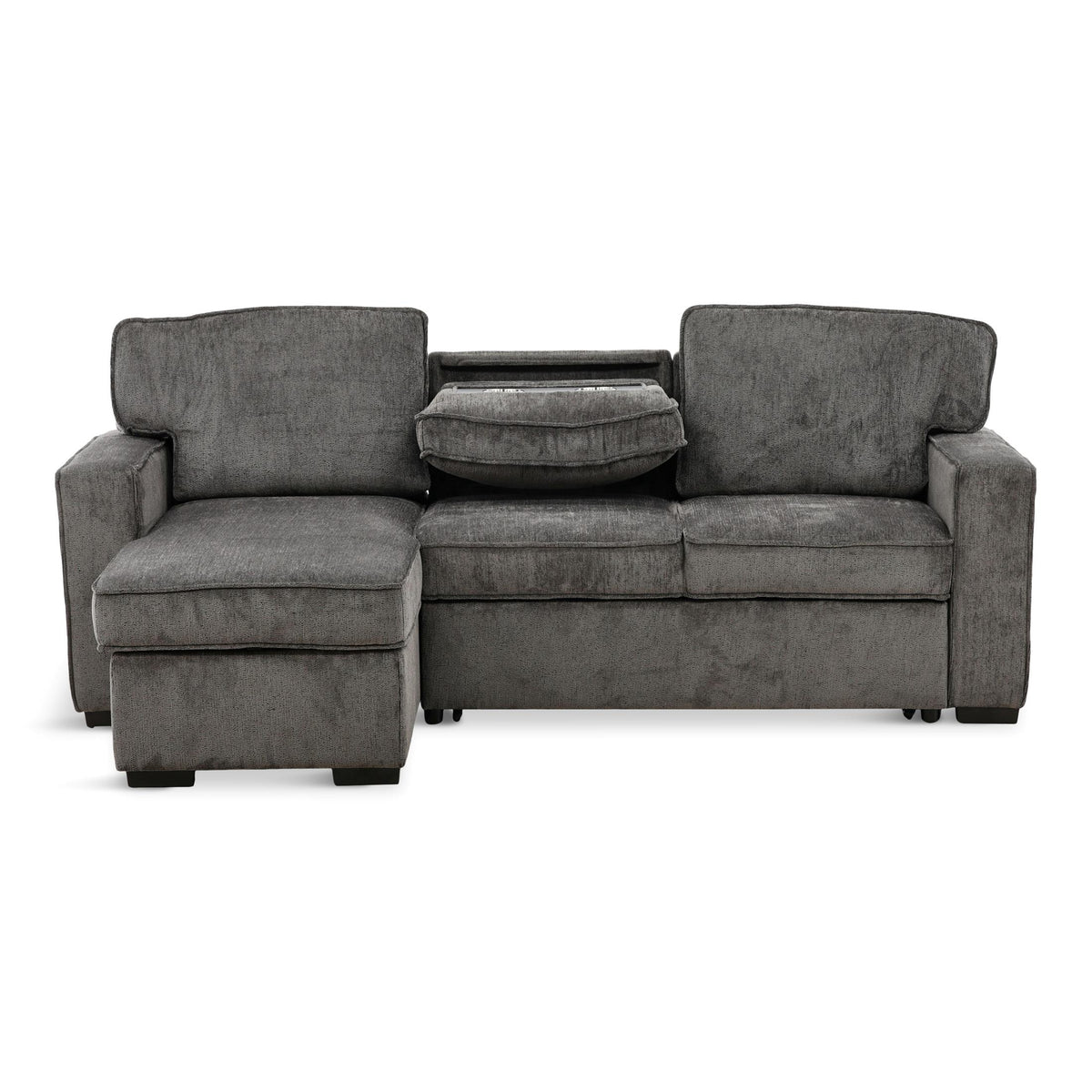 Amir 2-Piece Sectional with Sofa Bed Dark Gray