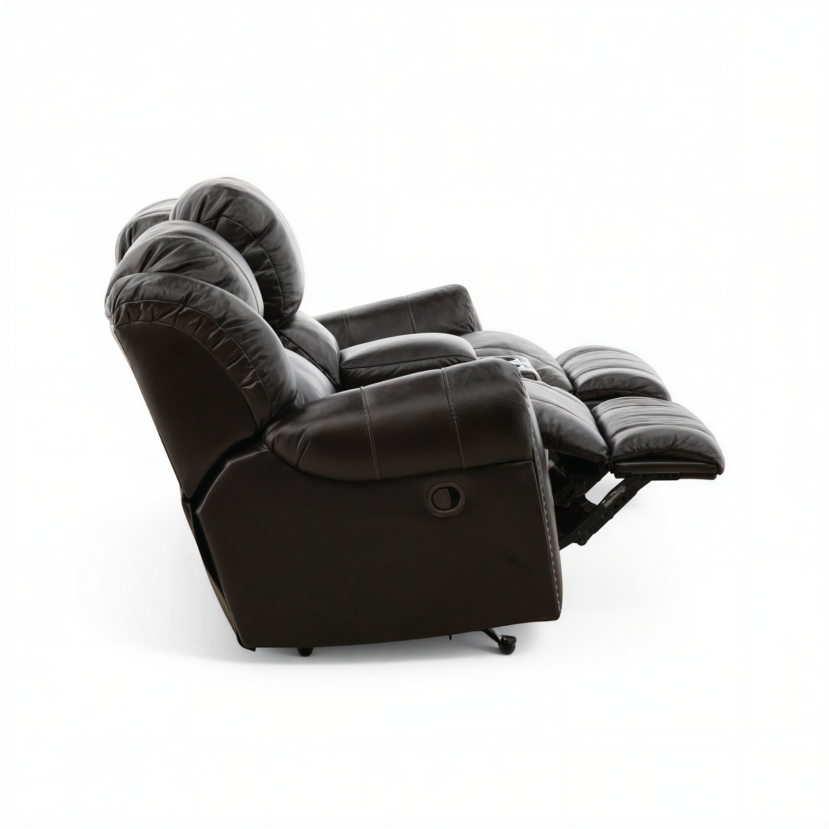 Falynn Leather Rocker Recliner Console Loveseat