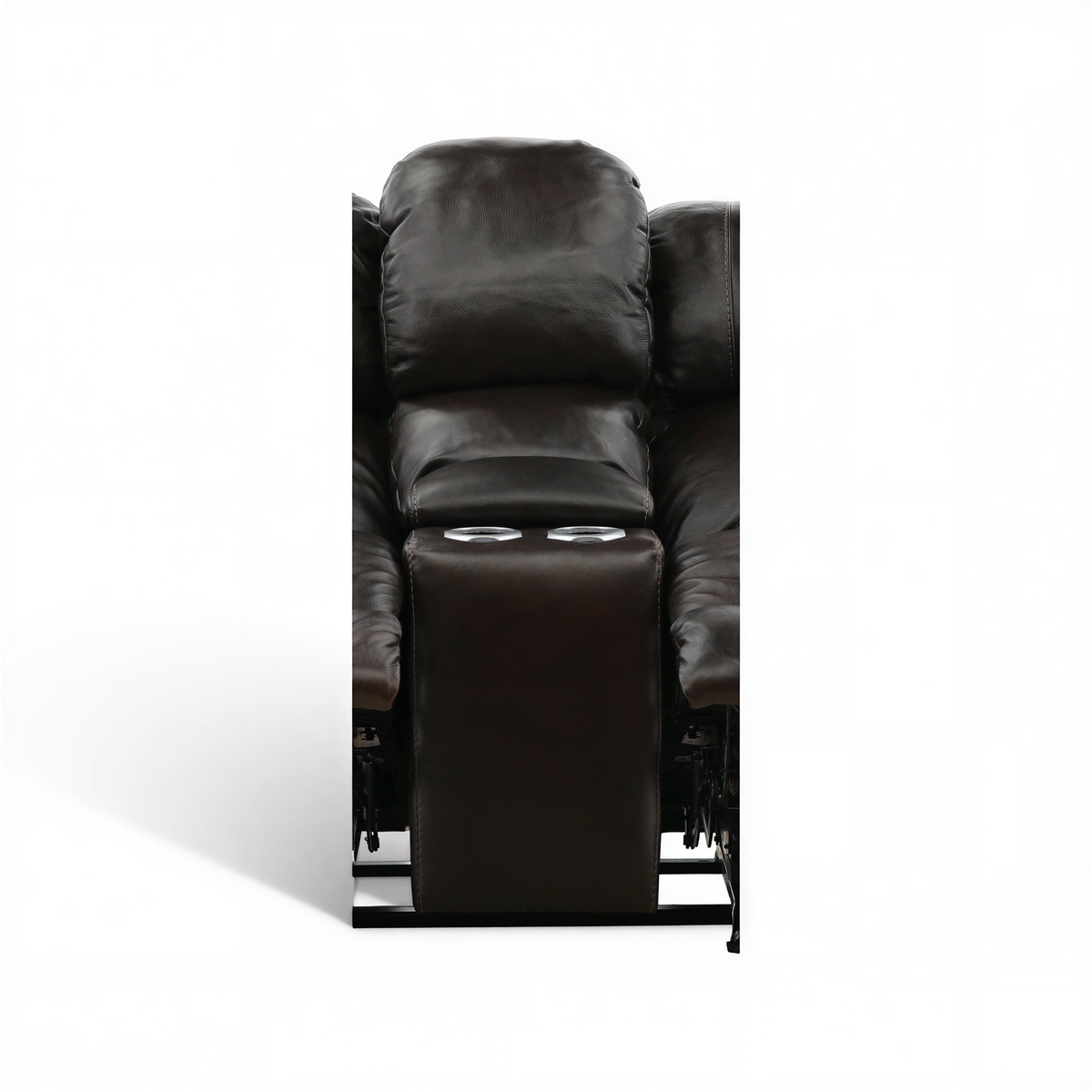 Falynn Leather Rocker Recliner Console Loveseat