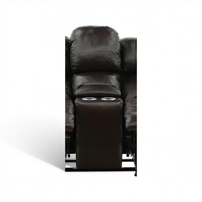 Falynn Leather Rocker Recliner Console Loveseat