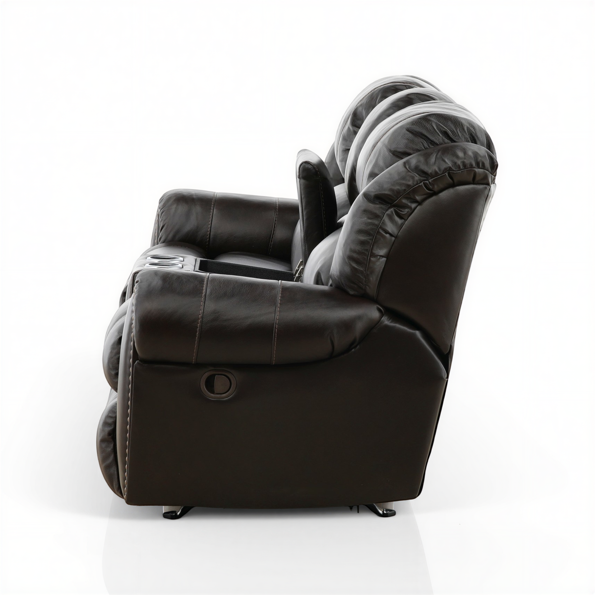 Falynn Leather Rocker Recliner Console Loveseat