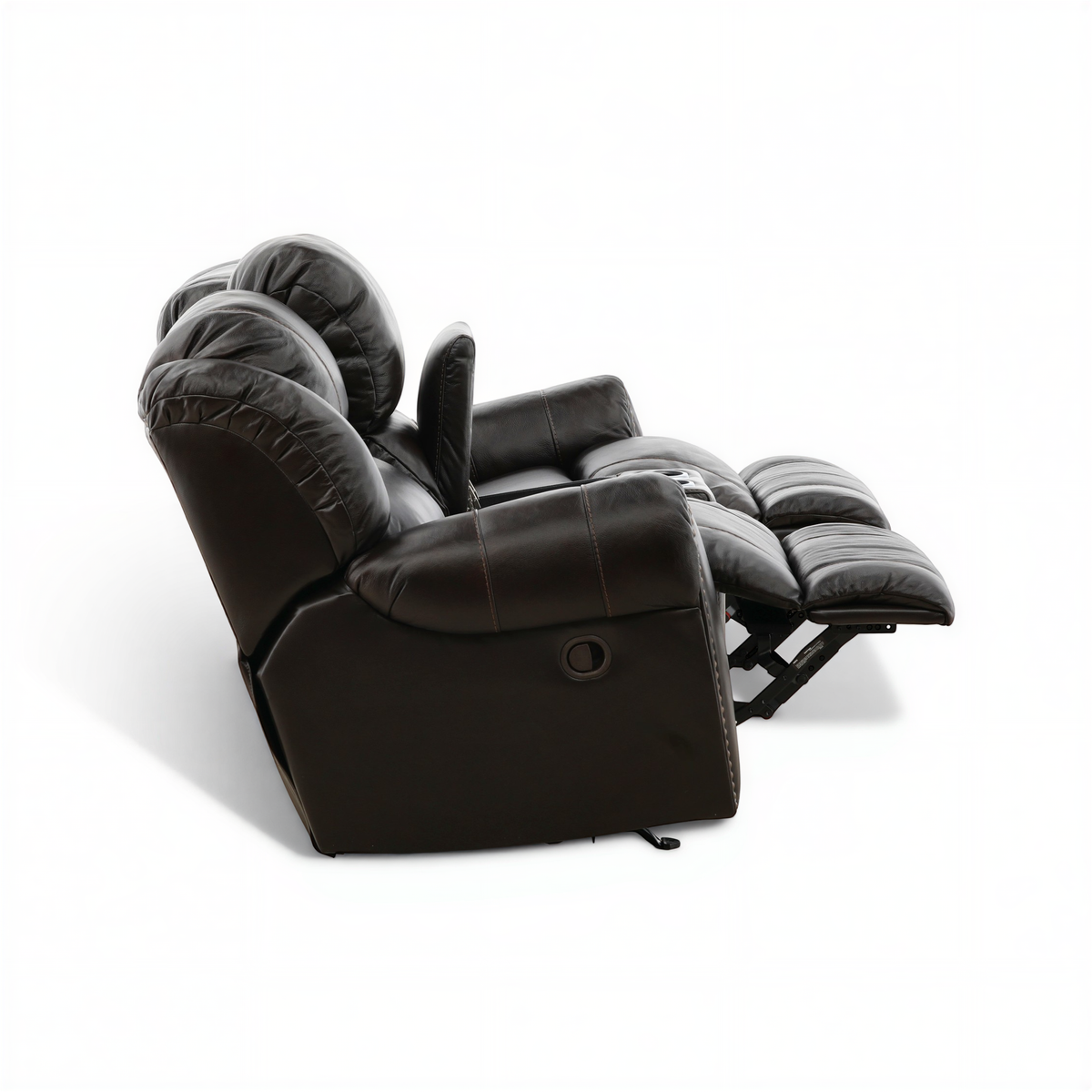 Falynn Leather Rocker Recliner Console Loveseat