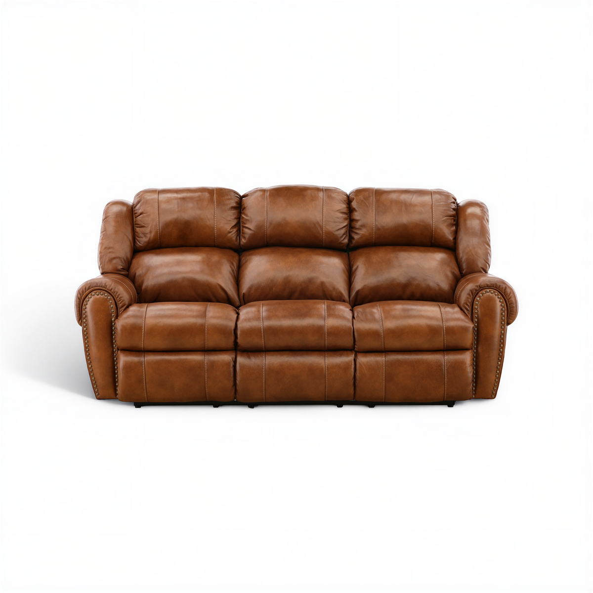 Falynn Leather Reclining Sofa Cognac