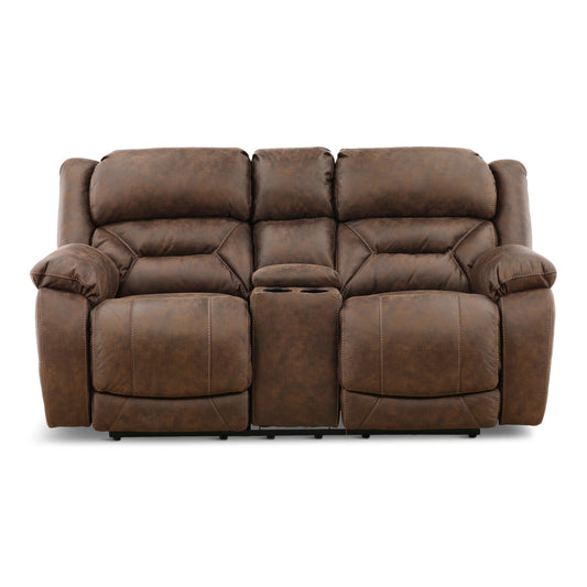 Valor Power Console Loveseat Brown