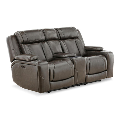 Denver Leather Power Console Loveseat