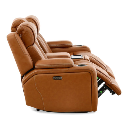 Denver Leather Power Console Loveseat