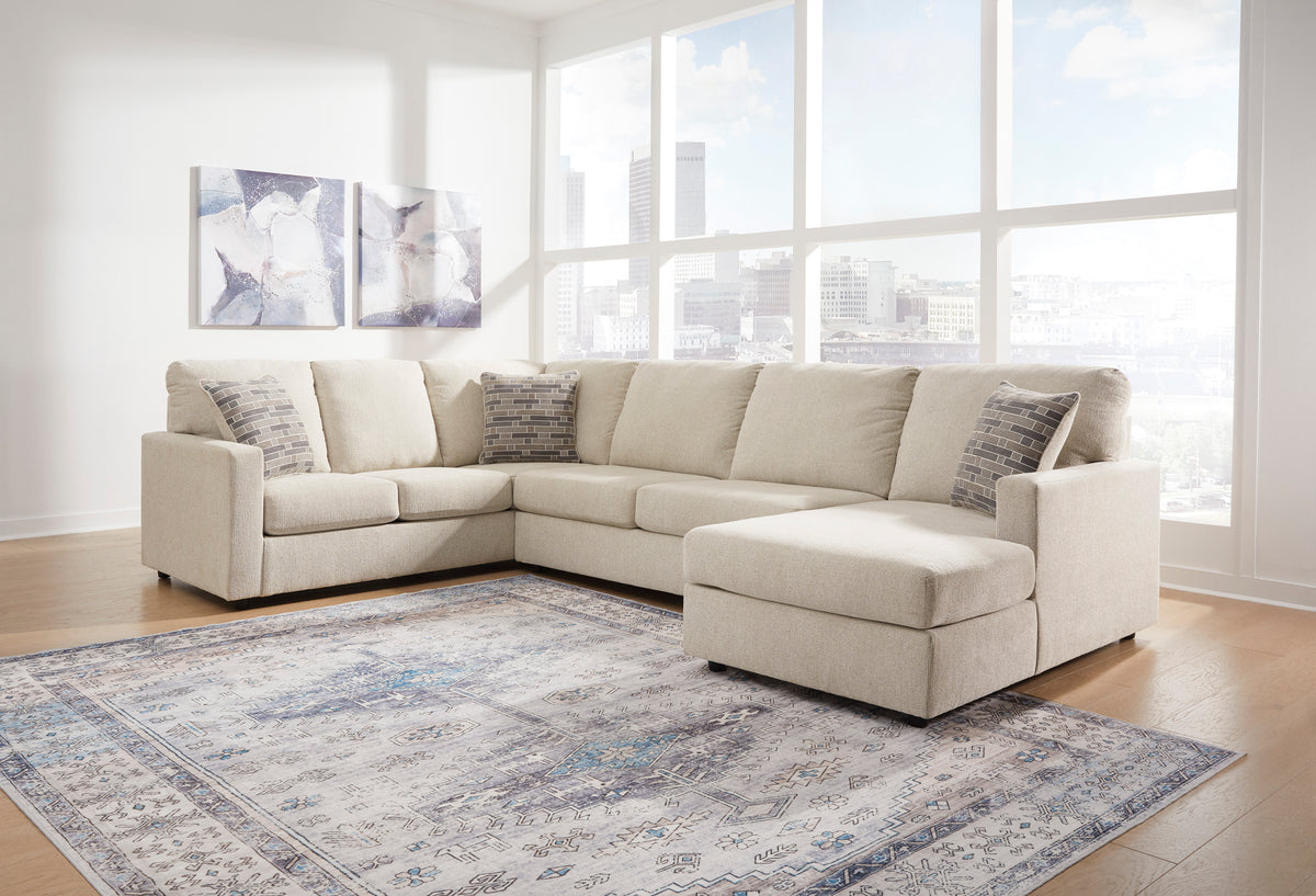 Edenfield 3-Piece Linen Sectional with Chaise