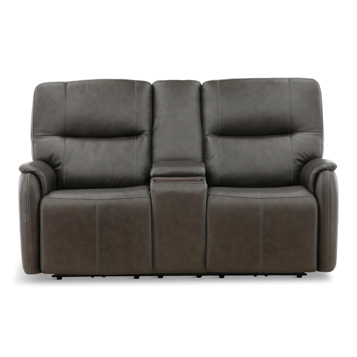 Flexsteel Walker Leather Power Reclining Console Loveseat