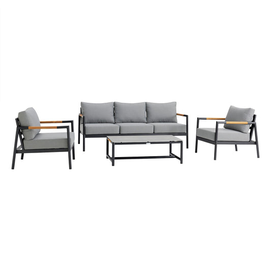 Royal 4-Piece Outdoor Seating Set with Cushions Black