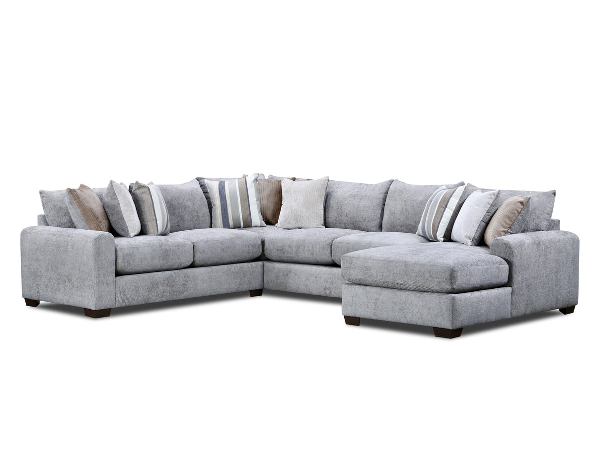 Jacqueline 3-Piece Sectional Chaise Charcoal Right-Facing