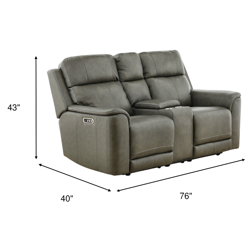 Samarah Power Leather Reclining Console Loveseat