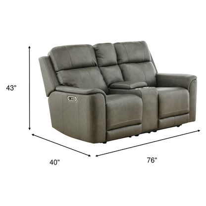 Samarah Power Leather Reclining Console Loveseat